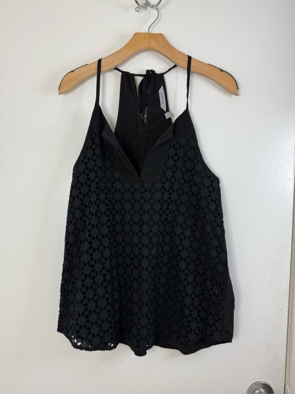 Athleta, black spaghetti strap halter  style sleeveless blouse M
